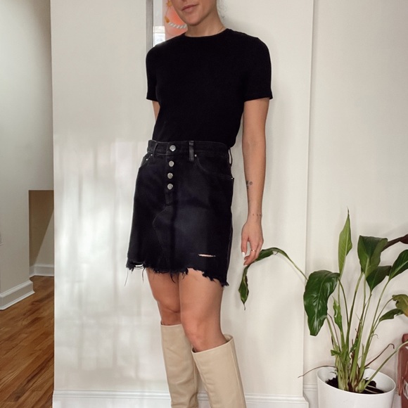 AMIRI Dresses & Skirts - AMIRI Leather & Denim Skirt